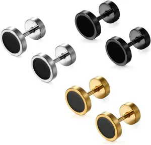 Aroncent Stud Earrings for Men Women Fake Gauge Fake Earrings Stainless Steel Earrings 8MM Rosegold
