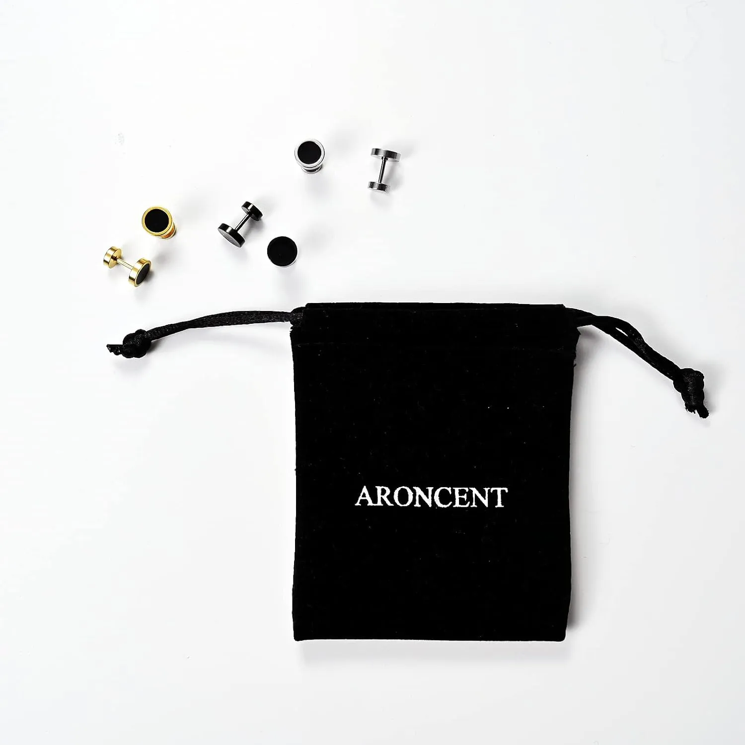 Aroncent Stud Earrings for Men Women Fake Gauge Fake Earrings Stainless Steel Earrings 8MM Rosegold