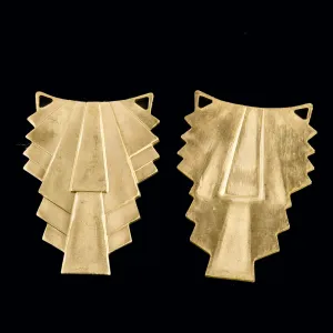 Art Deco style oxidized brass connector. 22x30mm Pkg of 1. B9-0474