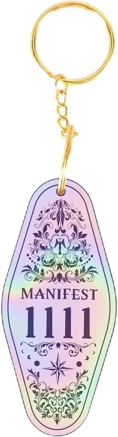 ASVP Shop Angel Number Vintage Motel Key Tag Keychain Manifestation Iridescent