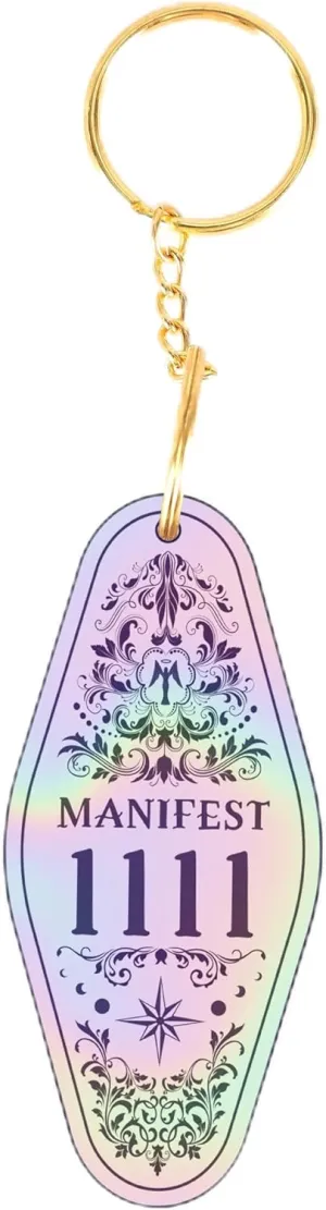 ASVP Shop Angel Number Vintage Motel Key Tag Keychain Manifestation Iridescent