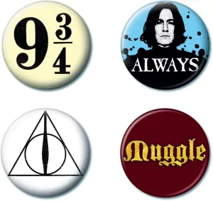 Ata-Boy Harry Potter Button Set 4 Button Set, 1.25"- Officially Licensed Collectible Buttons