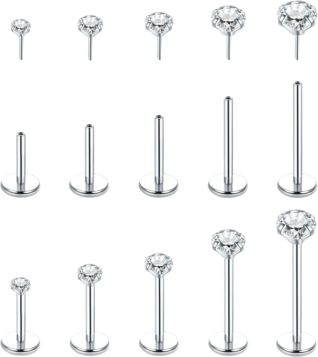 Aumeo 20G 18G 16G Threadless Push in Nose Rings Studs Surgical Steel Labret Jewelry Monroe Lip Rings Studs Medusa Ashley Piercing Jewelry for Women