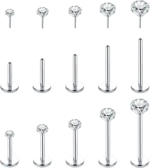 Aumeo 20G 18G 16G Threadless Push in Nose Rings Studs Surgical Steel Labret Jewelry Monroe Lip Rings Studs Medusa Ashley Piercing Jewelry for Women