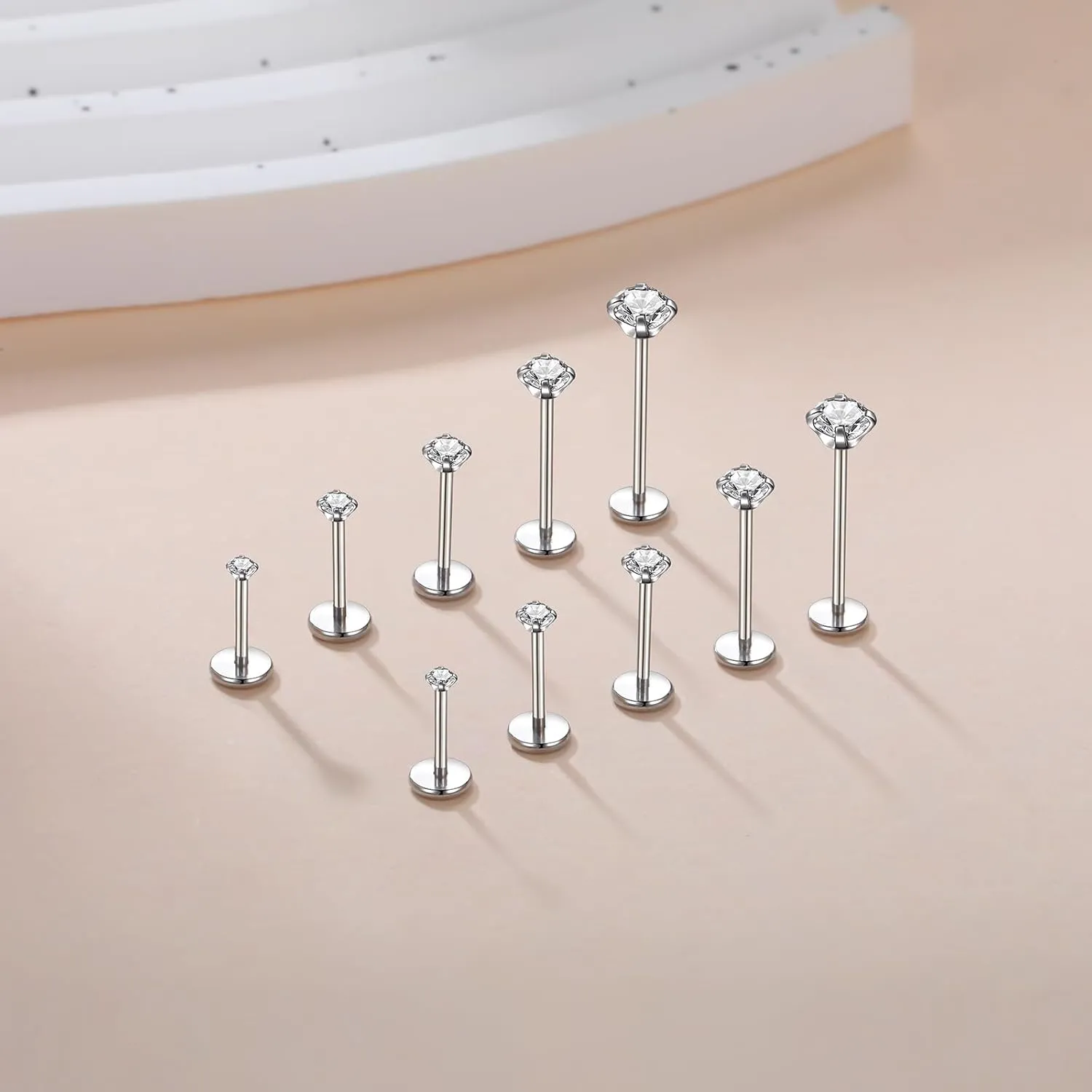 Aumeo 20G 18G 16G Threadless Push in Nose Rings Studs Surgical Steel Labret Jewelry Monroe Lip Rings Studs Medusa Ashley Piercing Jewelry for Women