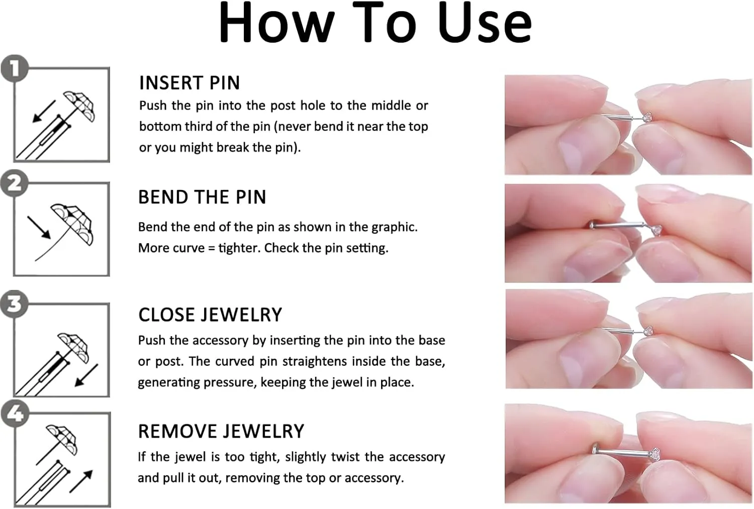 Aumeo 20G 18G 16G Threadless Push in Nose Rings Studs Surgical Steel Labret Jewelry Monroe Lip Rings Studs Medusa Ashley Piercing Jewelry for Women