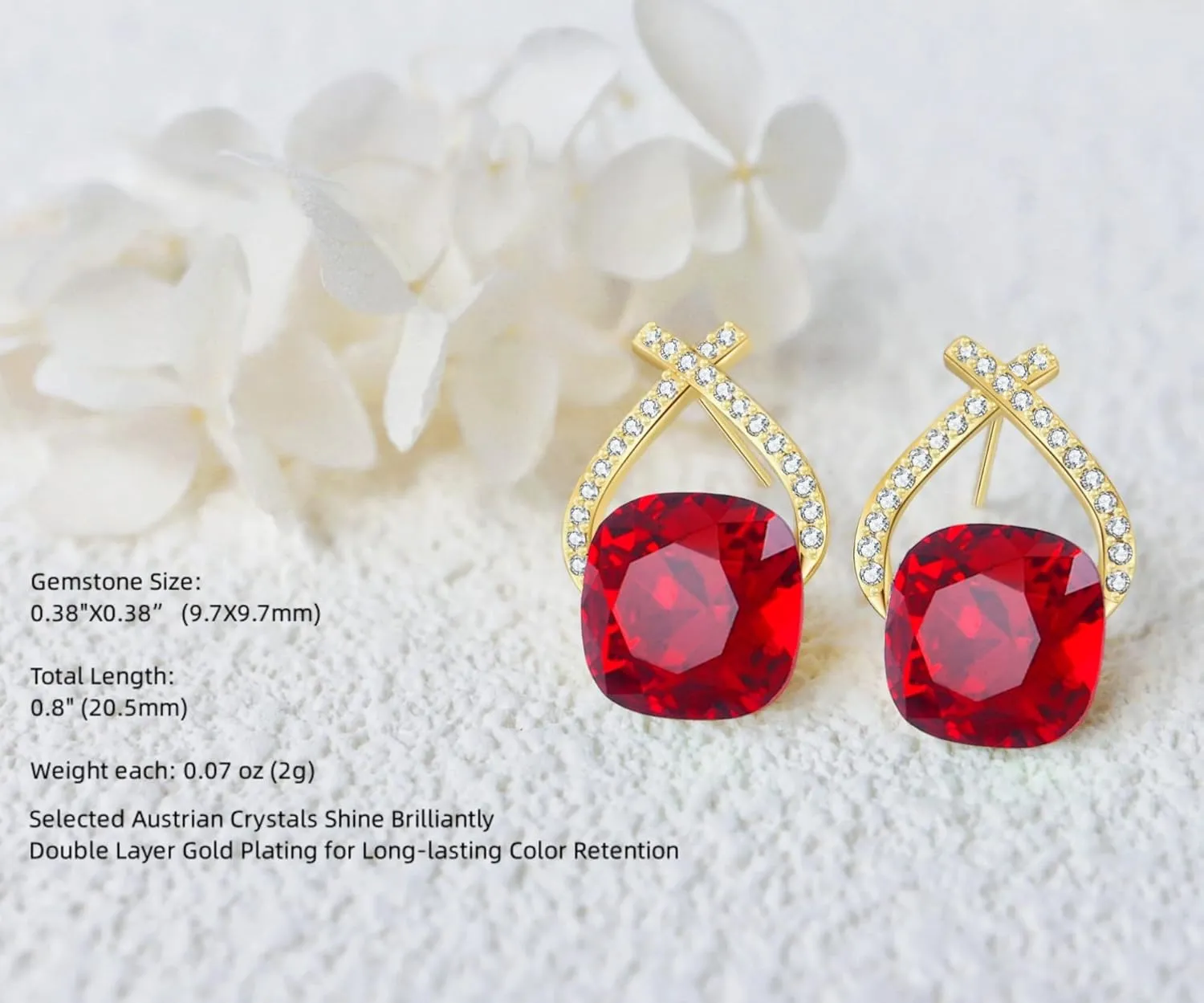 Austrian Crystal Drop Dangle Earrings | Plated 18K/Rose Gold Zircon Gemstone Birthstone Hanging Dangly Stud Earrings Jewelry Gift for Wife Mom Daughter Girlfriend