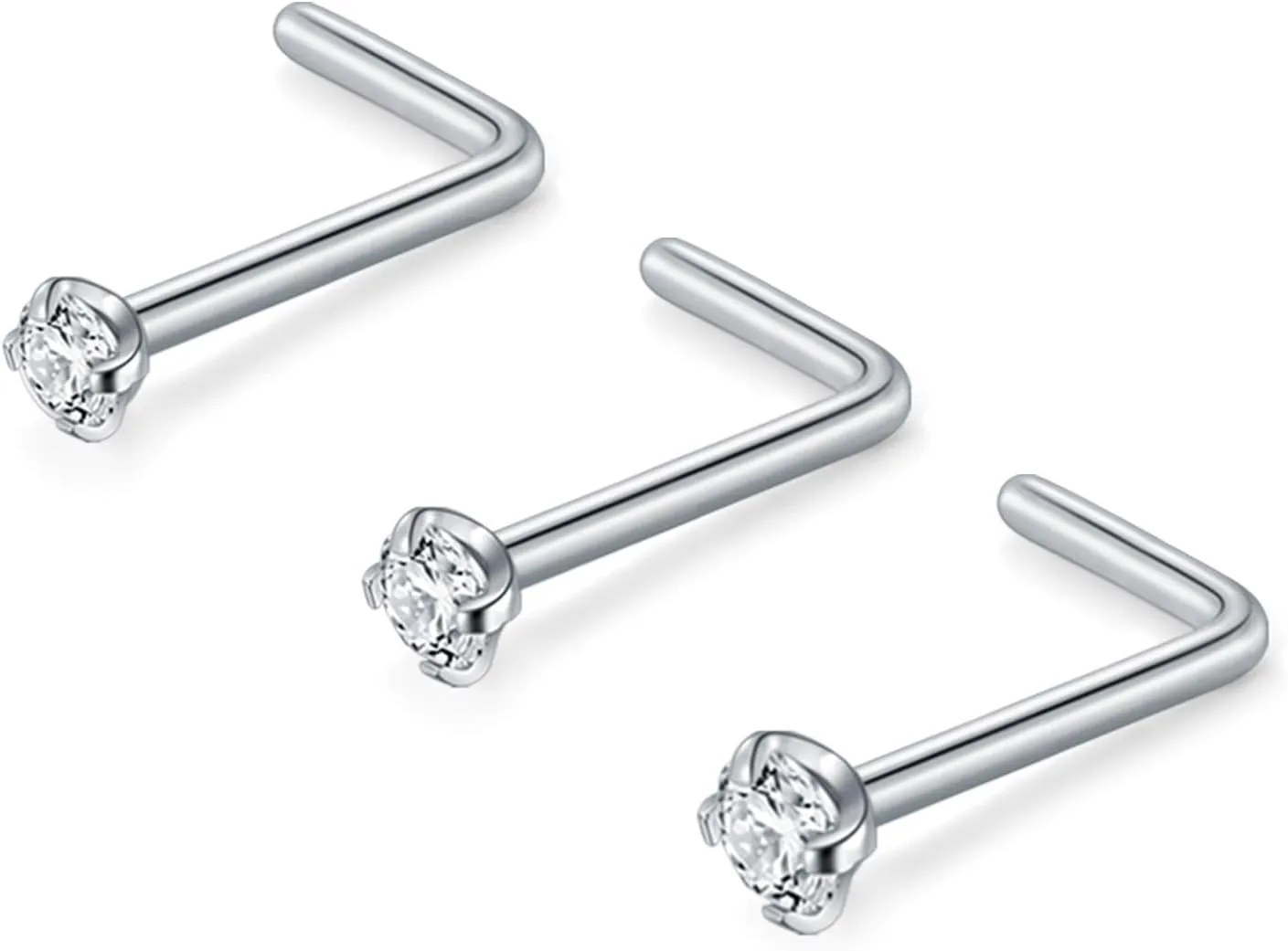 AVYRING Nose Rings Studs Nose Studs for Women L Shaped Nose Ring Studs Surgical Steel Nose Piercing 18g 20g Nose Stud Corkscrew Nose Rings Stud Nose Ring for Women