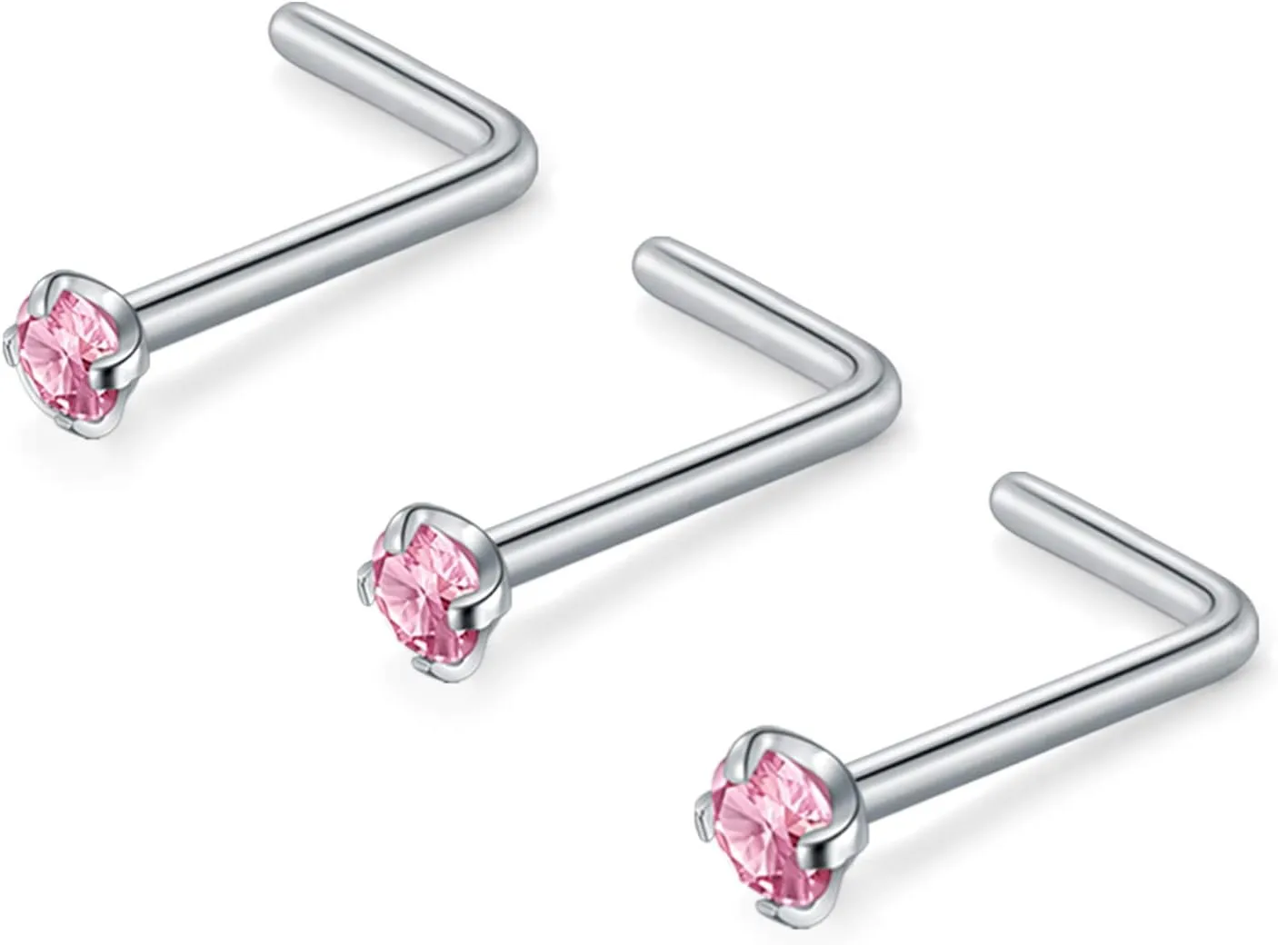AVYRING Nose Rings Studs Nose Studs for Women L Shaped Nose Ring Studs Surgical Steel Nose Piercing 18g 20g Nose Stud Corkscrew Nose Rings Stud Nose Ring for Women