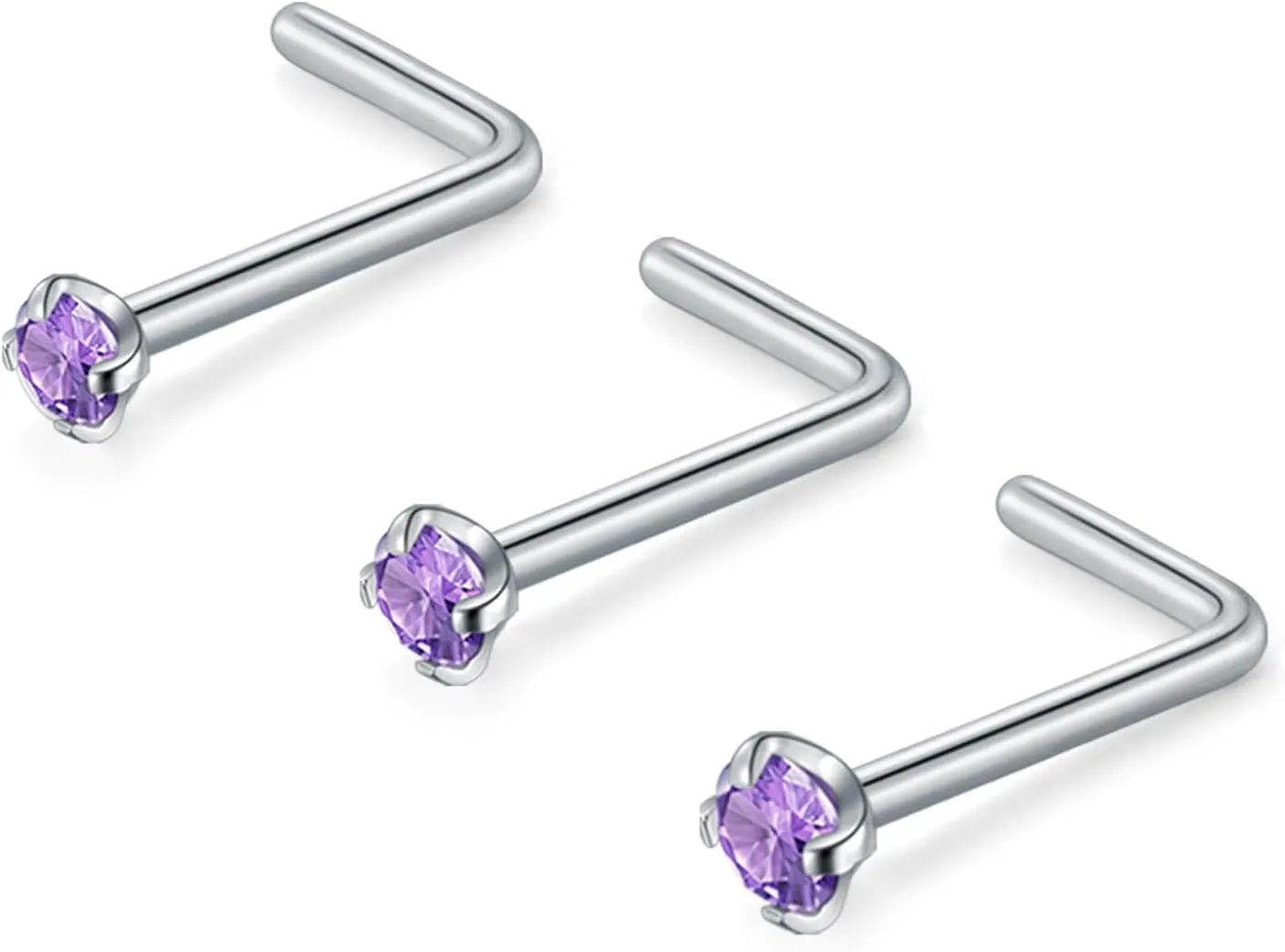 AVYRING Nose Rings Studs Nose Studs for Women L Shaped Nose Ring Studs Surgical Steel Nose Piercing 18g 20g Nose Stud Corkscrew Nose Rings Stud Nose Ring for Women