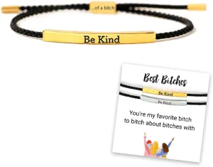 Be Kind of a Bitch Tube Bracelet, Best Bitches Bracelet, Personalized Engraved Bracelet, Inspirational Bracelets for Women, Braided Rope Bracelets Friendship Gift for Best Friend