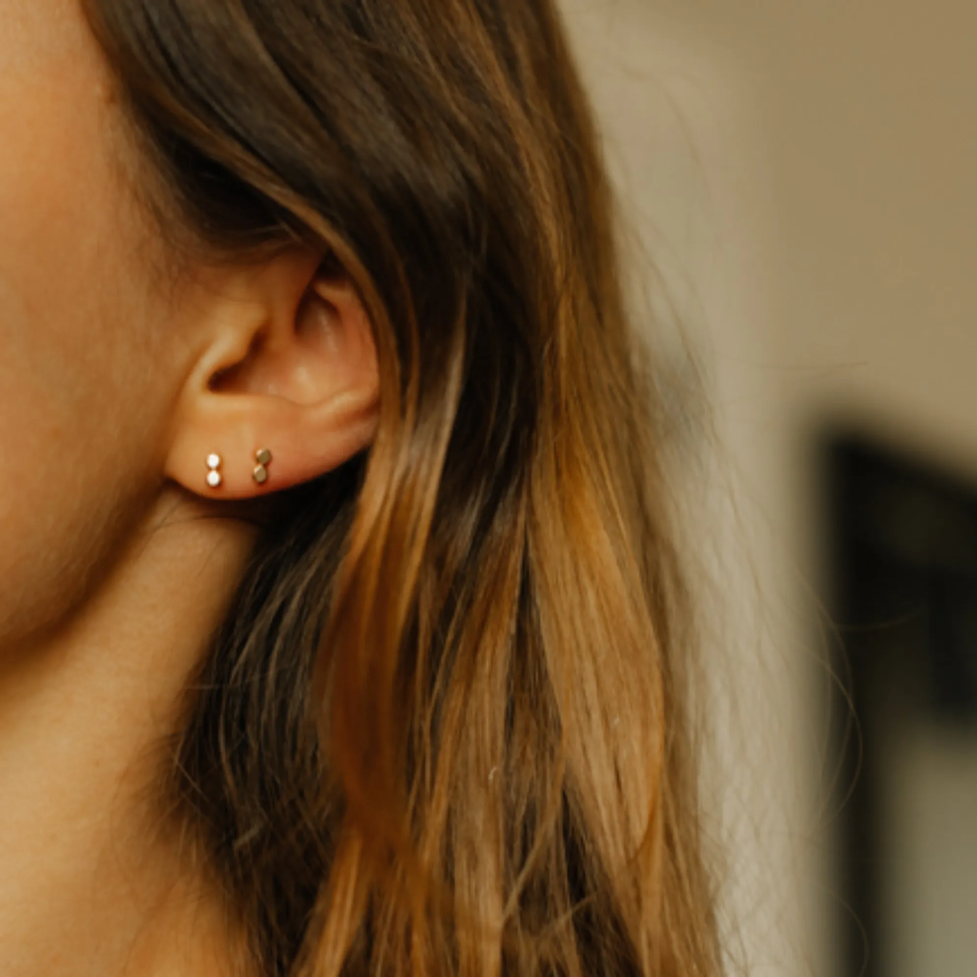 Beaded Gold Studs