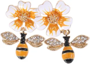 Bee Pin Bee Brooch Retro Fruit Fashion Color Rhinestone Brooch Flower Cute Cartoon Personality Enamel Drip Oil Insect Pin