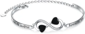 Birthday Gifts Inspirational Infinity Bracelet Engraved Love Message Adjustable Bangle Sister Mother Daughter Lover Bracelets 925 Sterling Silver Family Jewelry for Women Girls