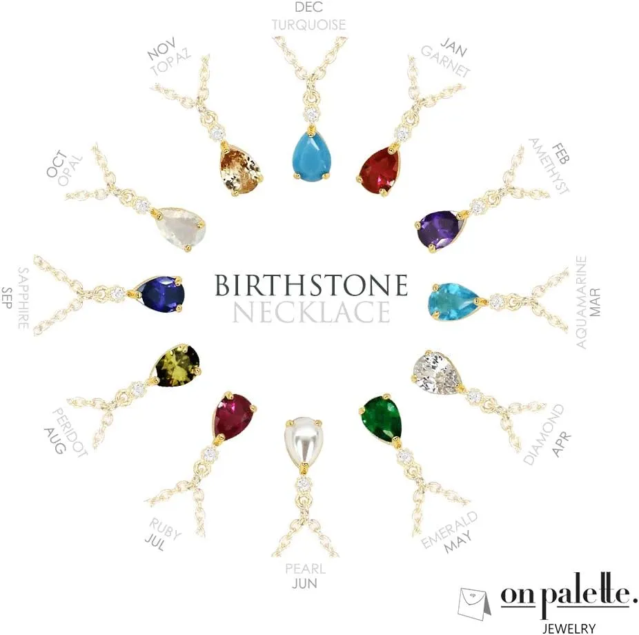 Birthstone Pendant Handmade Gold Plated Necklace Gift Jewelry for Women/Wife, Girlfriend, Sister, Mom, Friend/Birthday, Valentine's Day Gift Ideas