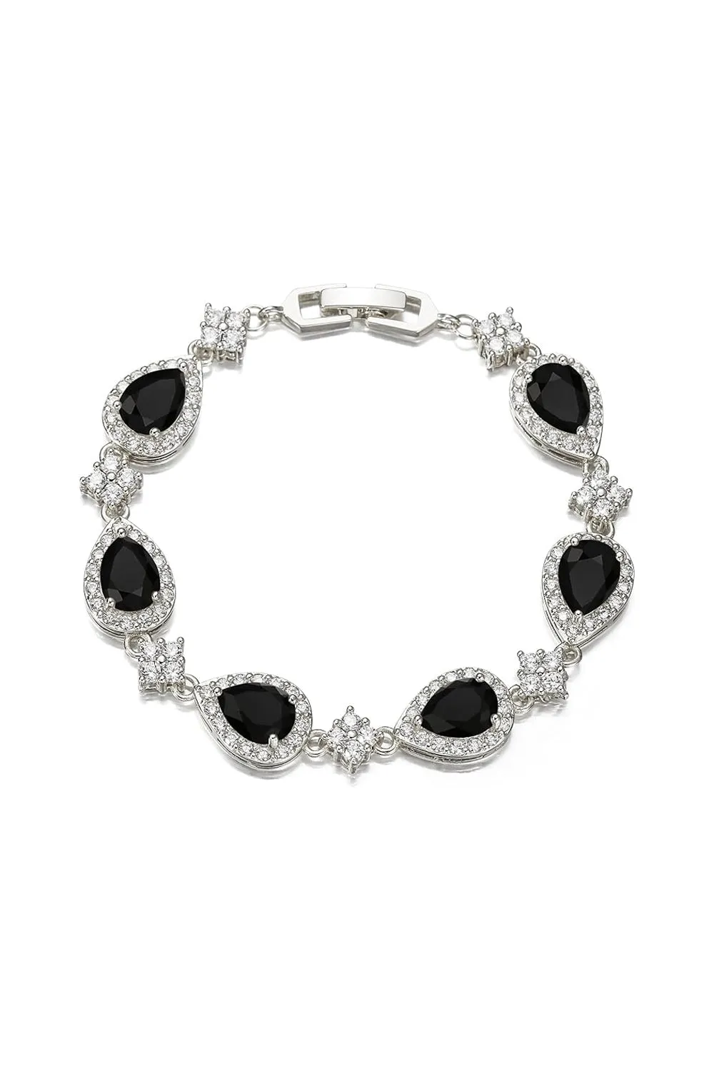 Black Rhinestone Zirconia Teardrop Tennis Bracelets