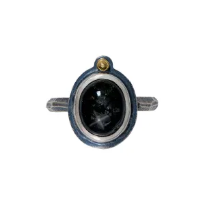Black Spinel Ring - Sterling   18k Gold