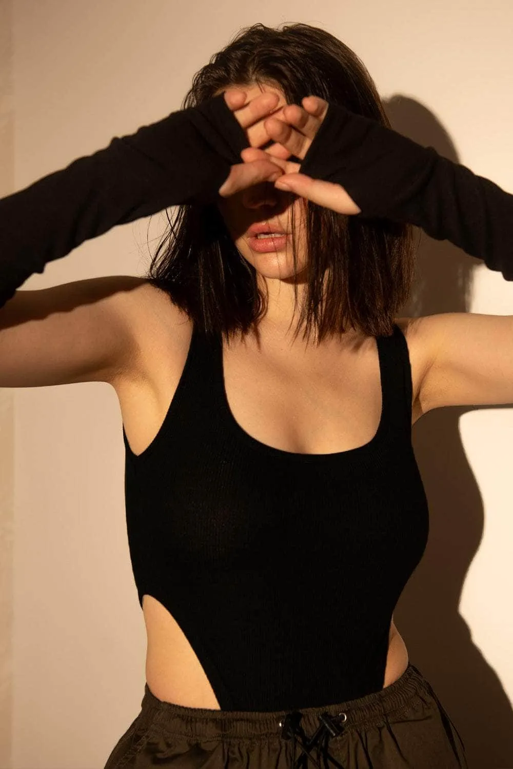 Black Square Cut Bodysuit