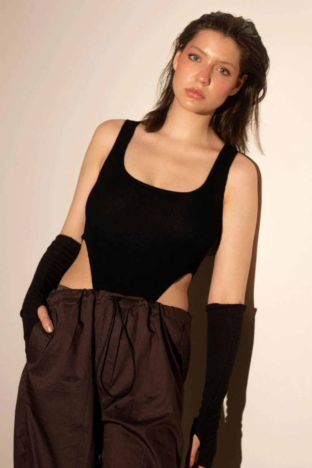 Black Square Cut Bodysuit