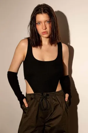 Black Square Cut Bodysuit