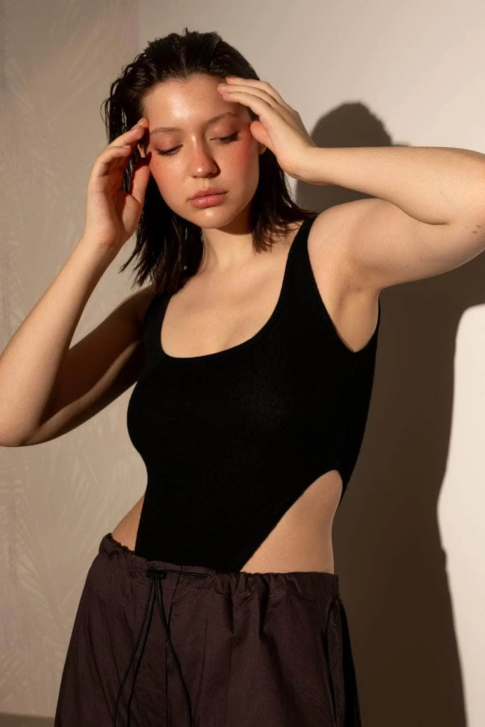 Black Square Cut Bodysuit