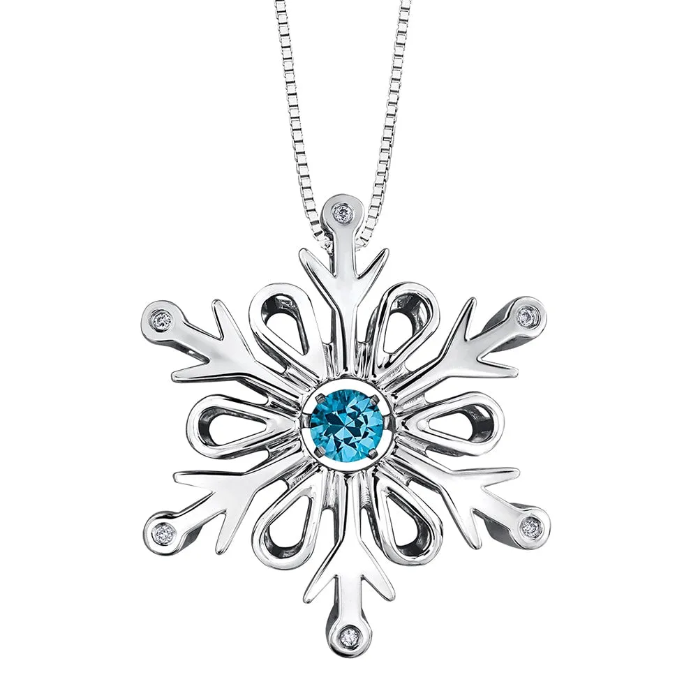 Blue Topaz and Diamond Snowflake Pendant