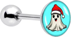 Body Candy Winter Holiday Surgical Steel Tongue Ring Christmas Spirit Ghost Tongue Piercing Jewelry