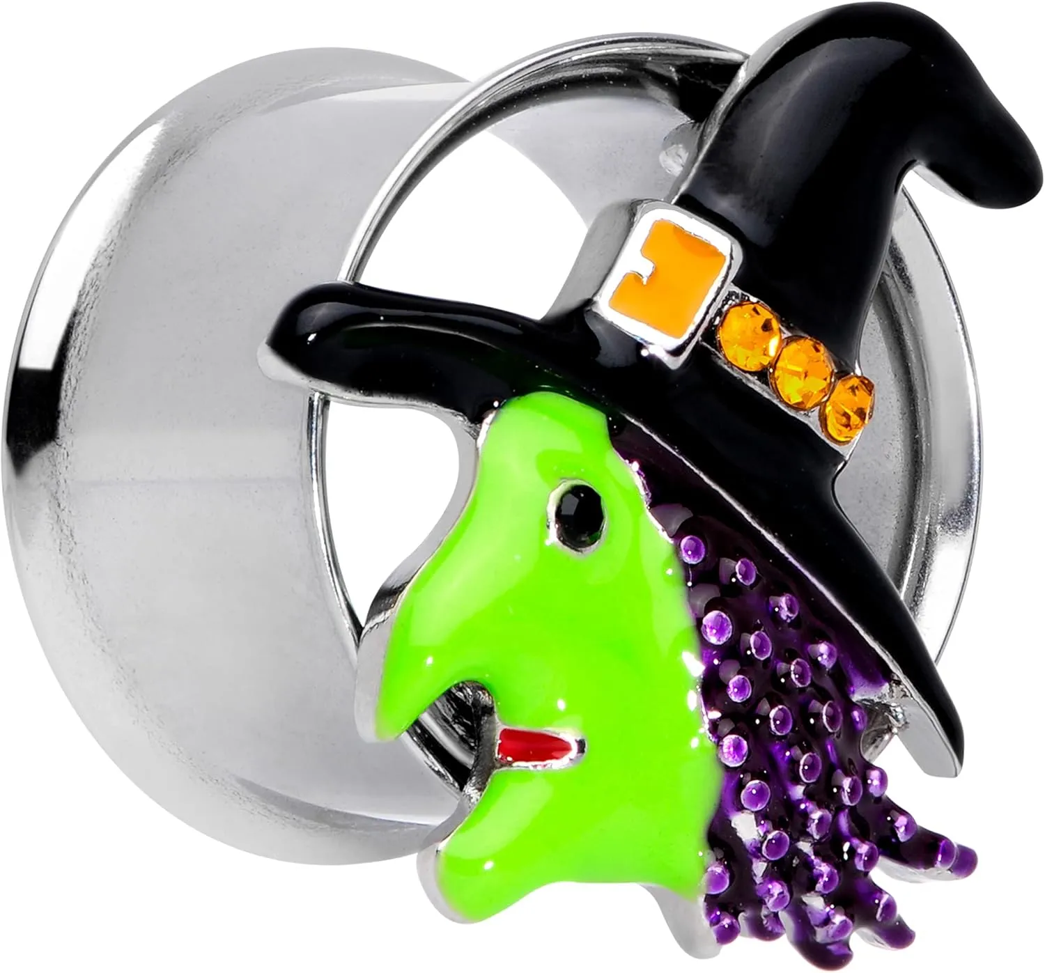 Body Candy Womens 2Pc Steel Green Witch Double Flare Tunnel Plug Earring Ear Plug Gauges Set of 2