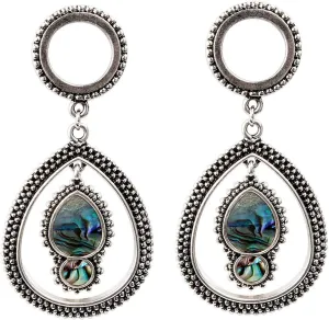 BodyJewelryOnline Ear Plugs Tear Drop Dangle Antique look Design with Synthetic opal Surgical Steel Pair of Ear tunnels