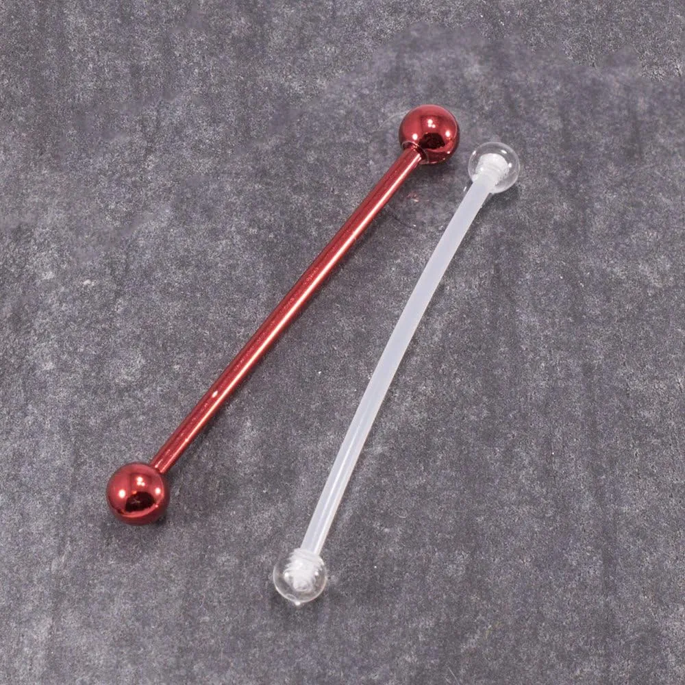 BodyJewelryOnline Industrial Barbell and Retainer Pack of 2 Stainless Steel Earring Cartilage Body Piercing Jewelry 14G 1 1/2 Inch(38mm)