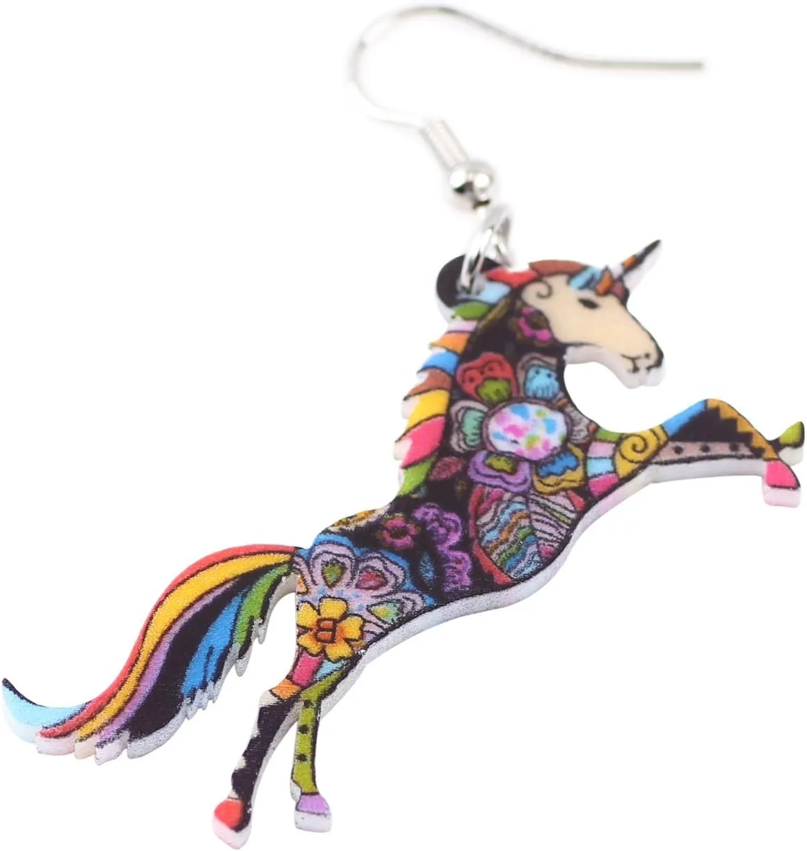 BONSNY Signature Fantasy Collection Magical Unicorn Charm Statement Drop Dangle Acrylic Earrings