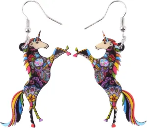 BONSNY Signature Fantasy Collection Magical Unicorn Charm Statement Drop Dangle Acrylic Earrings