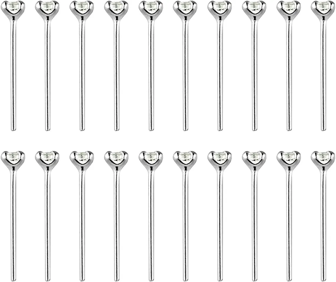 Box Of 20PCS 22G Nose Bone Studs Rings 6mm 925 Sterling Silver 18G Gold Plated 11mm Custom Bendable Fishtail Nose Rings Studs 1.5mm 2mm CZ Tiny Nose Piercing Jewelry