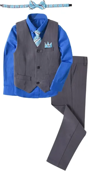 Boy's Suit Pinstripe Formal Dresswear Vest and Pants Set
