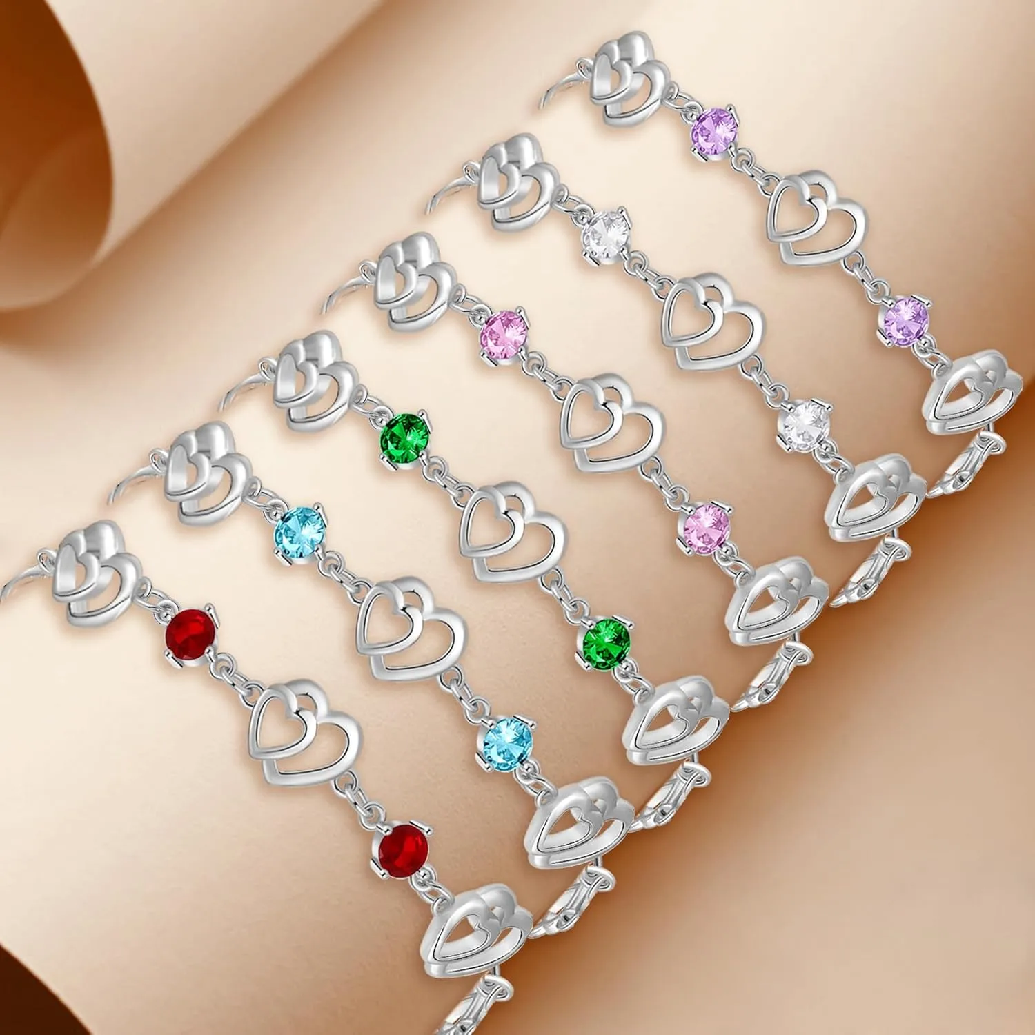 Bracelets for Women Sterling Silver Plated Rose Gold Bracelet Love Heart Bracelet Trendy Dainty Gift for Ladies Wife Bride Sister Friend Anniversary Birthday Mothers Day Valentines Gifts for Her