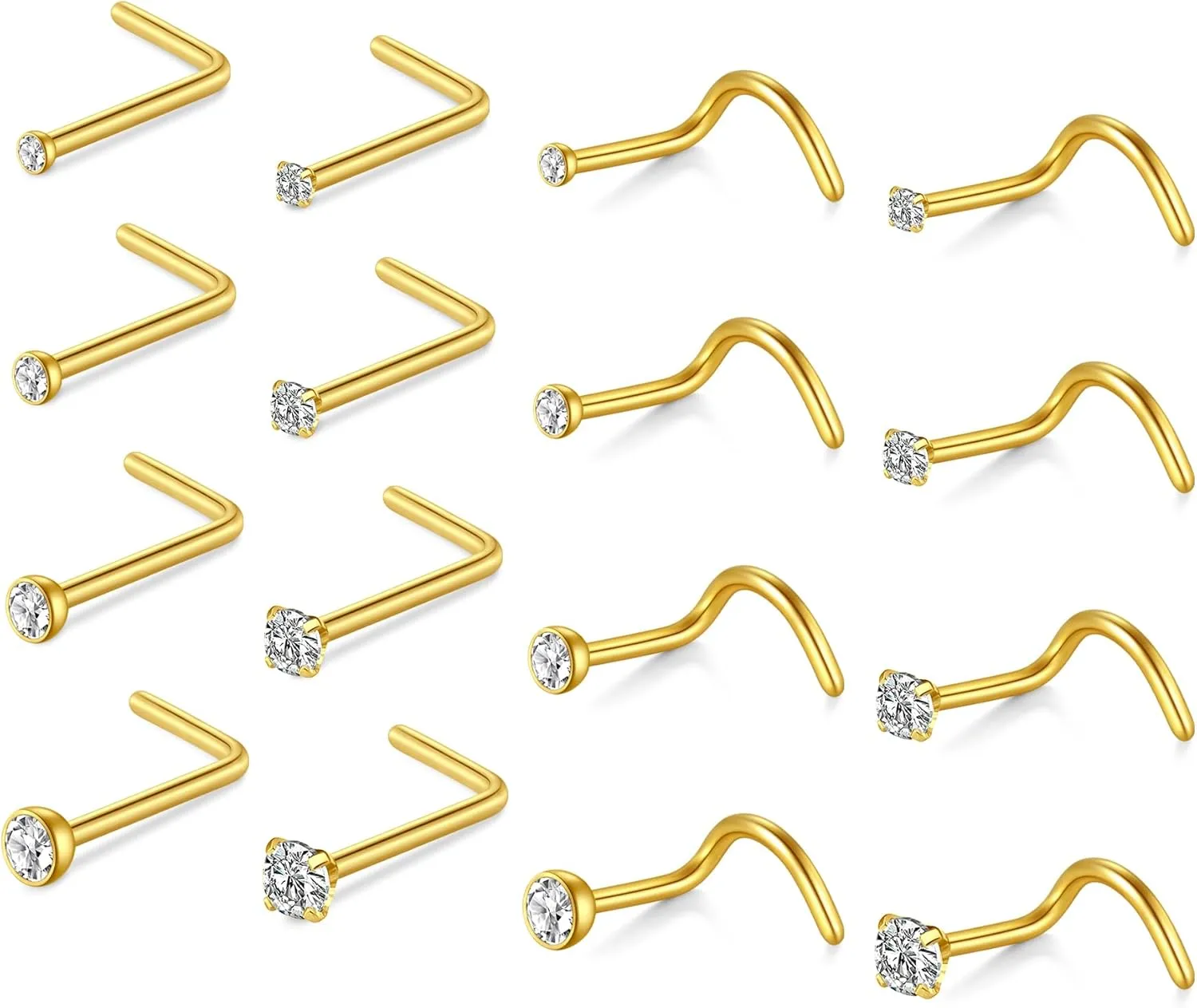 Briana Williams Nose Studs Nose Rings for Women 18G 20G Corkscrew Nose Ring Stainless Steel Nose Screw Studs Nose Rings Studs Surgical Steel Nostril Nose Piercing Jewelry