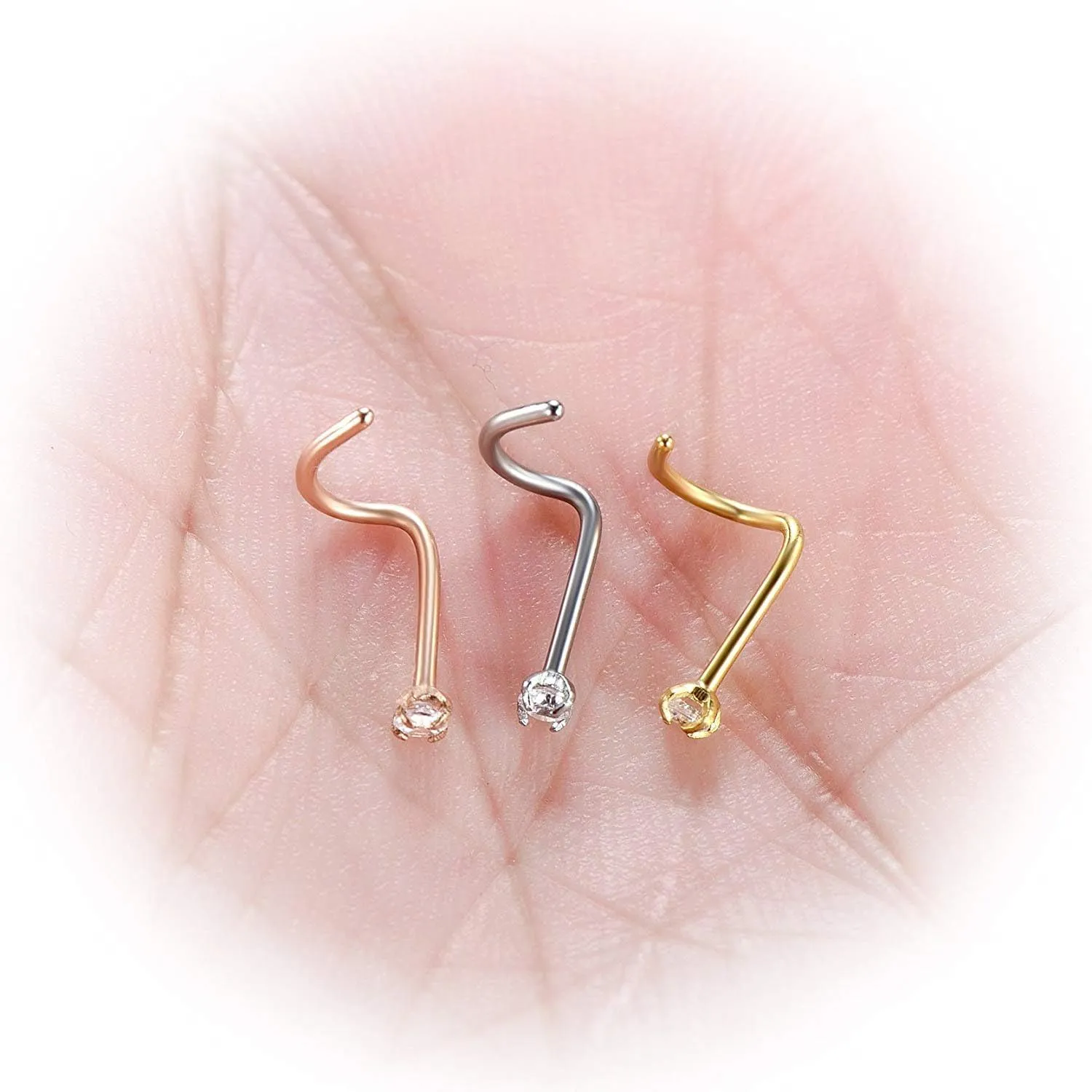 Briana Williams Nose Studs Nose Rings for Women 18G 20G Corkscrew Nose Ring Stainless Steel Nose Screw Studs Nose Rings Studs Surgical Steel Nostril Nose Piercing Jewelry