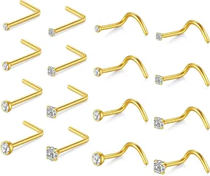 Briana Williams Nose Studs Nose Rings for Women 18G 20G Corkscrew Nose Ring Stainless Steel Nose Screw Studs Nose Rings Studs Surgical Steel Nostril Nose Piercing Jewelry