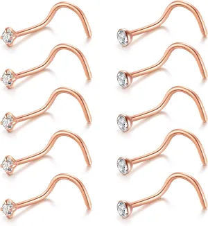 Briana Williams Nose Studs Nose Rings for Women 18G 20G Corkscrew Nose Ring Stainless Steel Nose Screw Studs Nose Rings Studs Surgical Steel Nostril Nose Piercing Jewelry