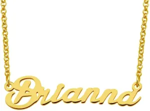 Brianna Name Necklace Custom Personalized in Gold Plate Gift for Women Couple
