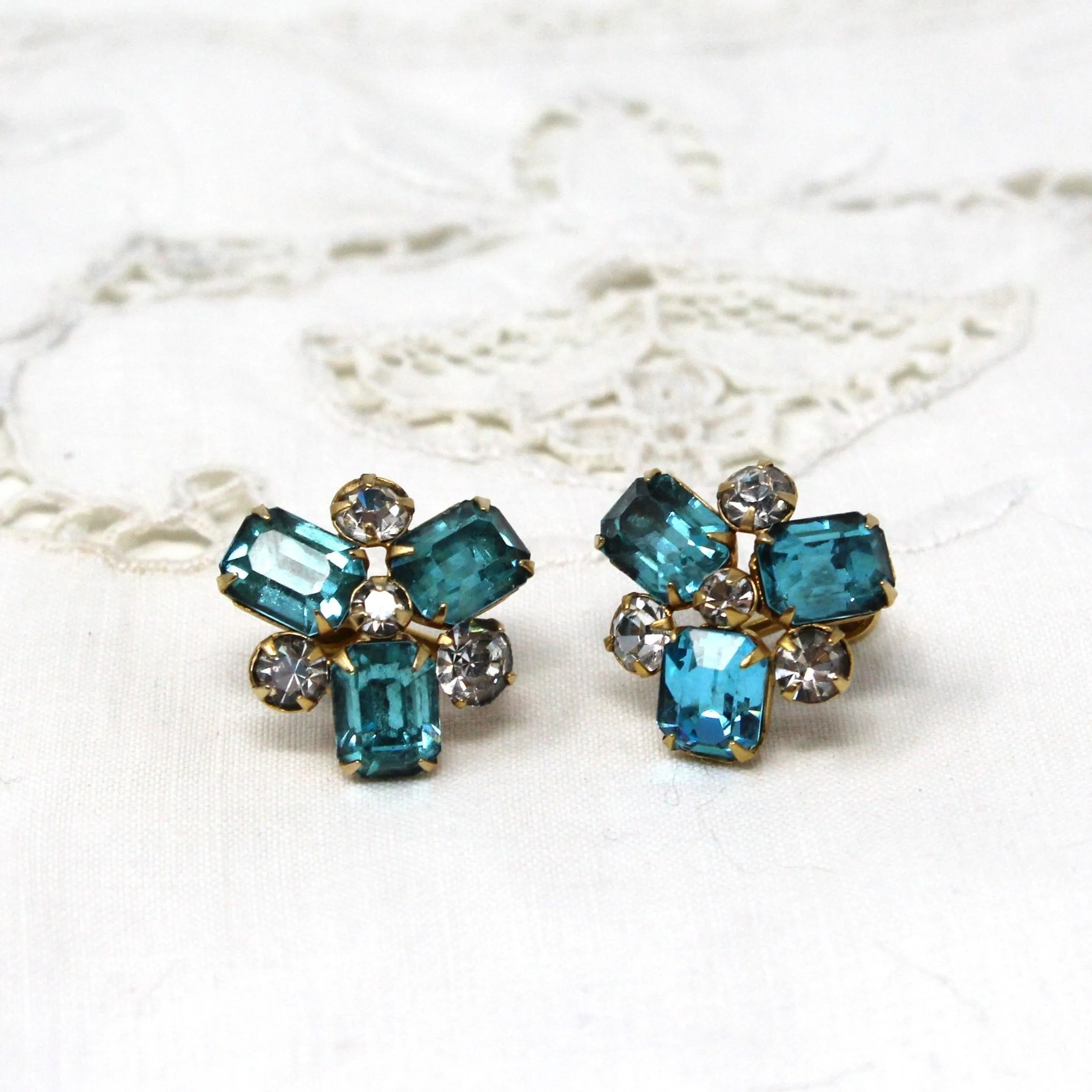 Brooch / Pin and Earrings Set, Scitarelli, Aquamarine Dangle Brooch & Earrings Demi Parure, Vintage