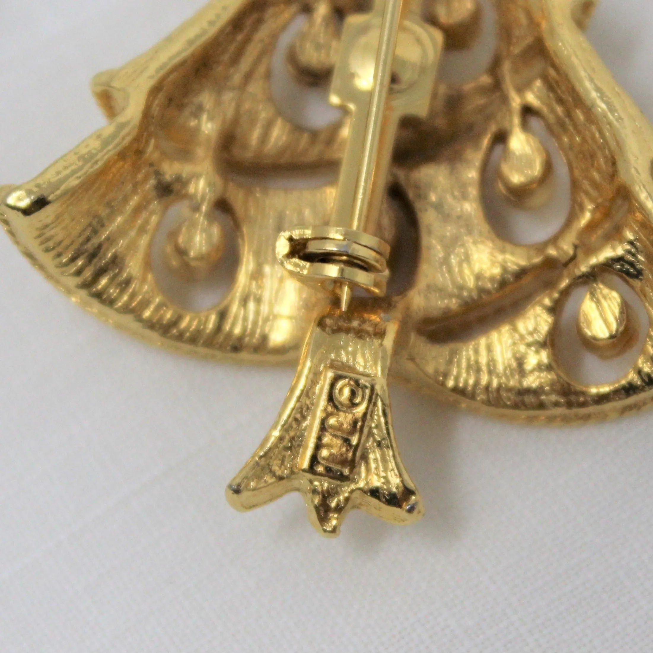 Brooch / Pin, JJ Jonette Christmas Tree, Gold Tone, Vintage