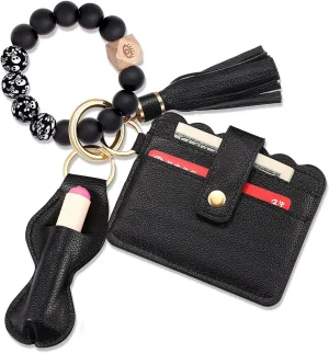 BVGA Wristlet Keychain Bracelet Wallet, Silicone Bead keyring Bangle for Women