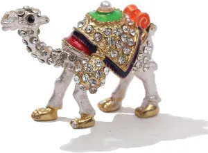 Camel Figurine Jewelry Box Adorned with Enameled Crystal Rhinestones - Collectible Dubai Souvenirs Gift with Arabic Decor, for Women and Girls - Home Dresser Decor and Organizing Rings and Earrings
