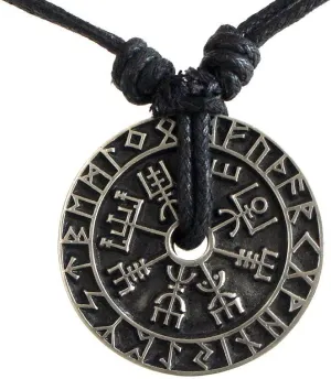 CCBFY Nordic Coin Amulet Vegvsir Odin Triple Horn Triquetra Valknut All in One Pewter Pendant Necklace