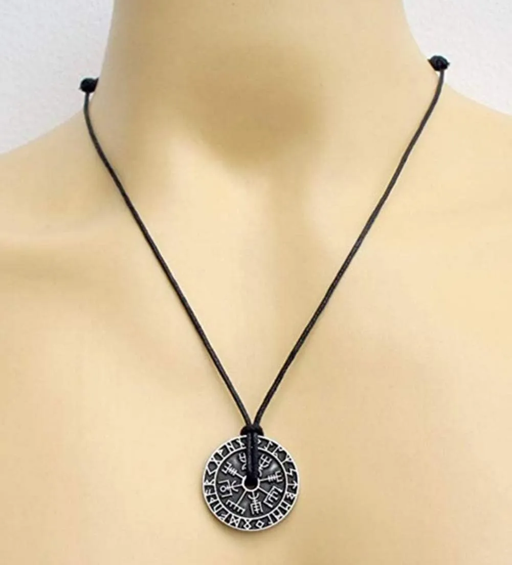 CCBFY Nordic Coin Amulet Vegvsir Odin Triple Horn Triquetra Valknut All in One Pewter Pendant Necklace