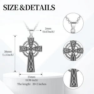 Celtic Cross Necklace 925 Sterling Silver Jewish Cross Pendant Star of David Necklace Clover Viking Irish Jewelry Religious Protective Gift for Men Women