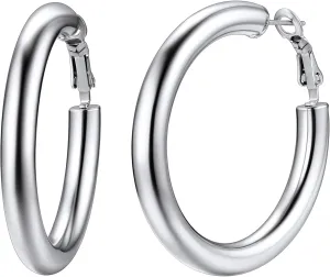 ChainsHouse Hypoallergenic Hoop Earrings For Women, 316L Stainless Steel/Black/18K Real Gold Plated, Minimalist Jewelry Round Tube Hoops Fits Sensitive Ears |30mm 40mm 60mm 80mm, with Gift Box