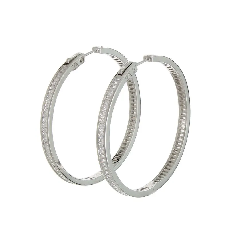CHANNEL-SET BAGUETTE HOOP EARRINGS