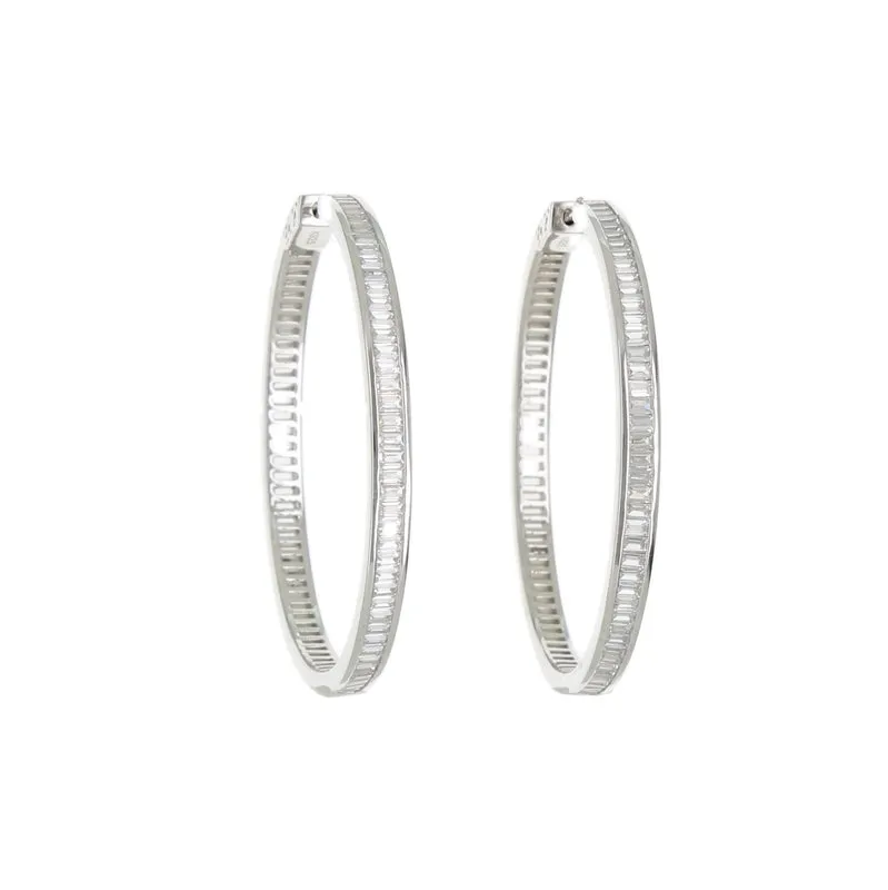 CHANNEL-SET BAGUETTE HOOP EARRINGS